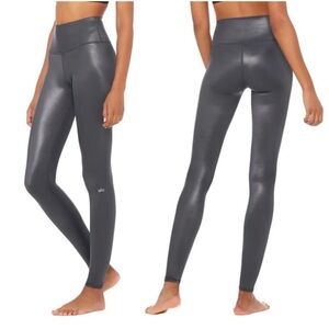 ALO Yoga Shine Metallic High Waist 7/8 Leggings Anthracite Shine Size XS